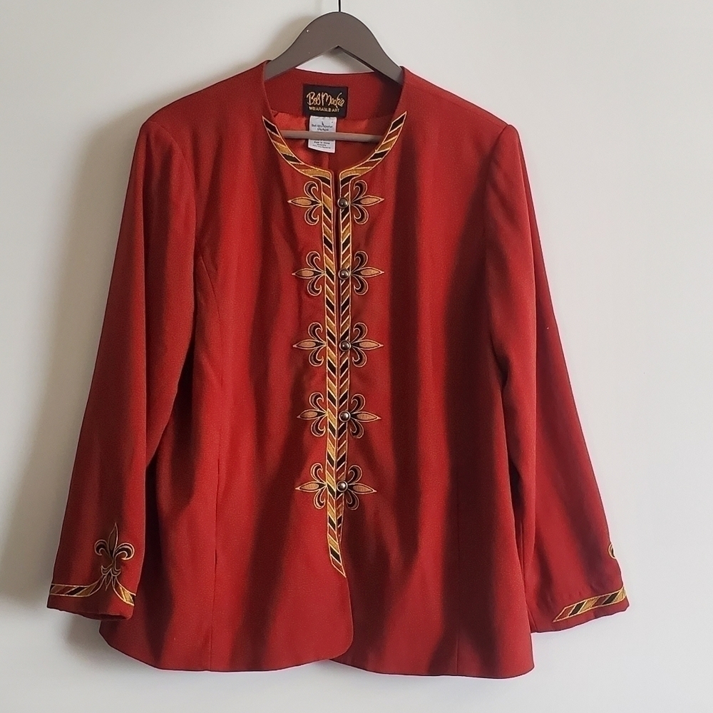 Bob Mackie wearable art burnt orange blazer